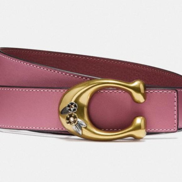 NEW COACH Tea Rose Buckle Reversible Leather Belt - Picture 7 of 7